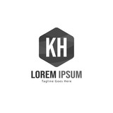 Initial KH logo template with modern frame. Minimalist KH letter logo vector illustration