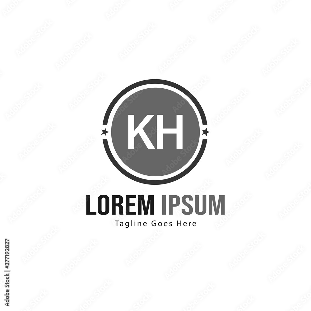 Initial KH logo template with modern frame. Minimalist KH letter logo vector illustration Initial KH logo template with modern frame. Minimalist KH letter logo vector illustration