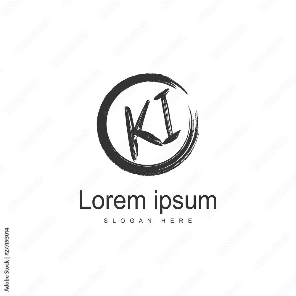Initial KI logo template with modern frame. Minimalist KI letter logo vector illustration Initial KI logo template with modern frame. Minimalist KI letter logo vector illustration