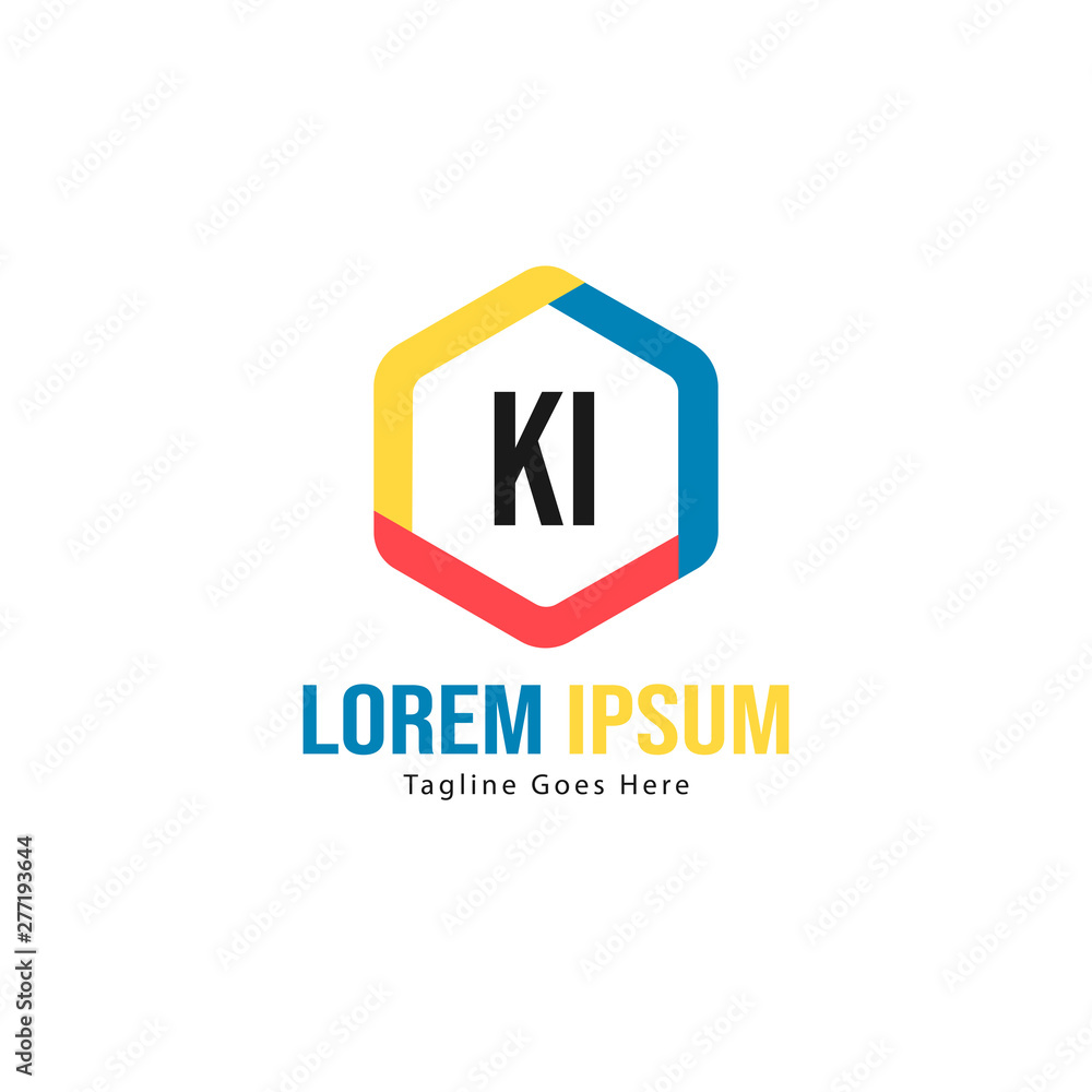 Initial KI logo template with modern frame. Minimalist KI letter logo vector illustration Initial KI logo template with modern frame. Minimalist KI letter logo vector illustration