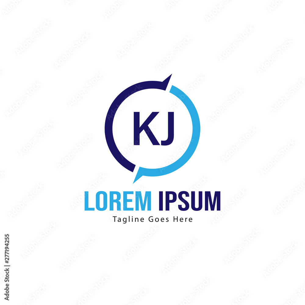 Initial KJ logo template with modern frame. Minimalist KJ letter logo vector illustration Initial KJ logo template with modern frame. Minimalist KJ letter logo vector illustration