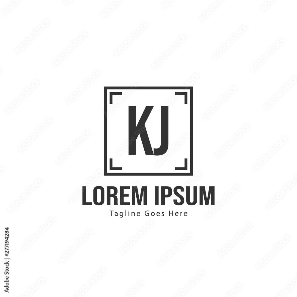 Initial KJ logo template with modern frame. Minimalist KJ letter logo vector illustration Initial KJ logo template with modern frame. Minimalist KJ letter logo vector illustration