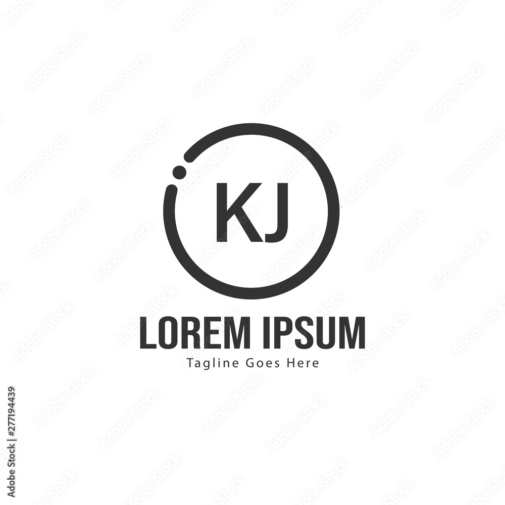 Initial KJ logo template with modern frame. Minimalist KJ letter logo vector illustration Initial KJ logo template with modern frame. Minimalist KJ letter logo vector illustration