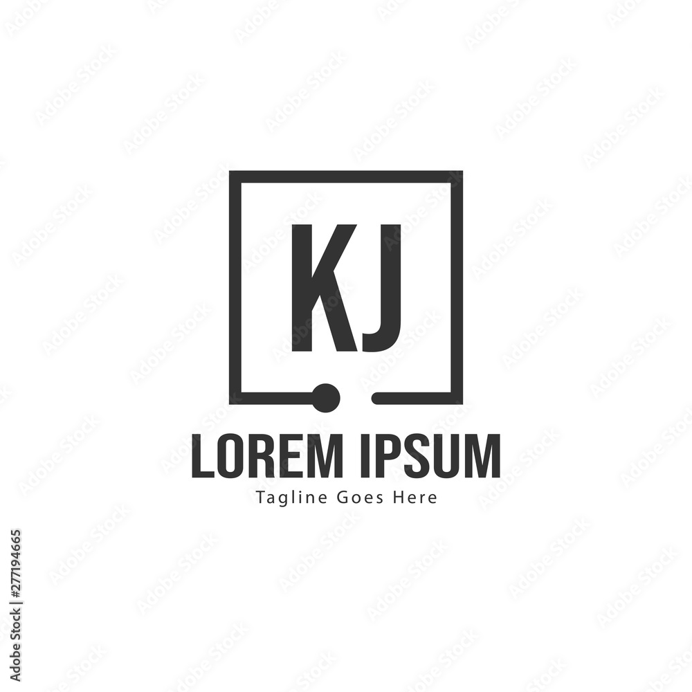 Initial KJ logo template with modern frame. Minimalist KJ letter logo vector illustration