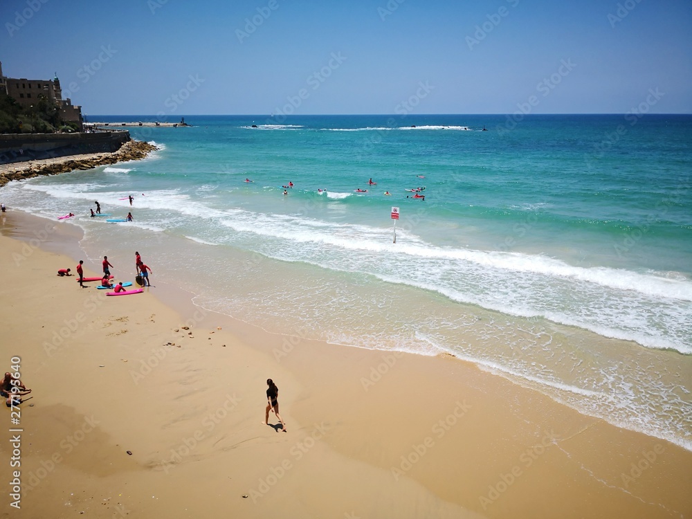 Tel Aviv Yafo, Jaffa beach seen from boardwalk
