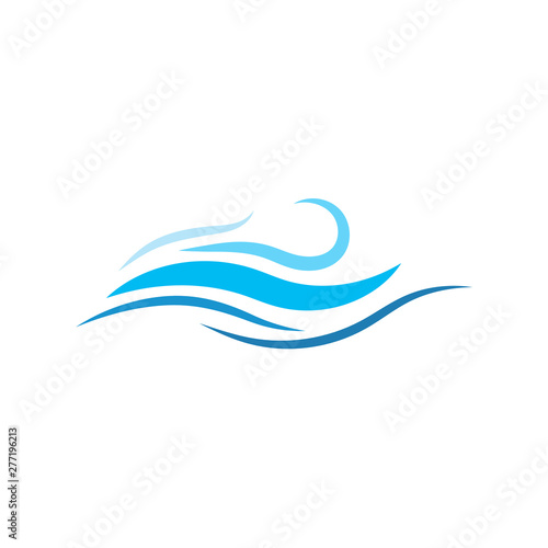 Blue wave object icon isolated water concept vector background