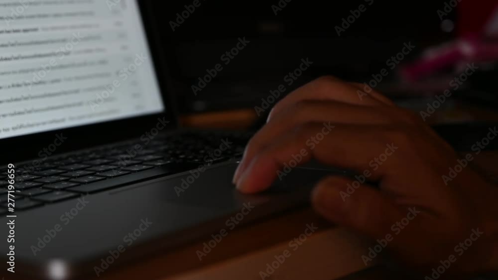 Businessmen use laptop computer check Mail box in Home office.4K footage Businessmen use laptop computer check Mail box in Home office.4K footage