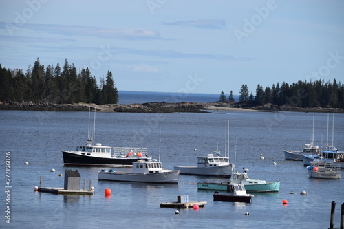 Lobster Boat Harbor on penobscot bay in Maine photo