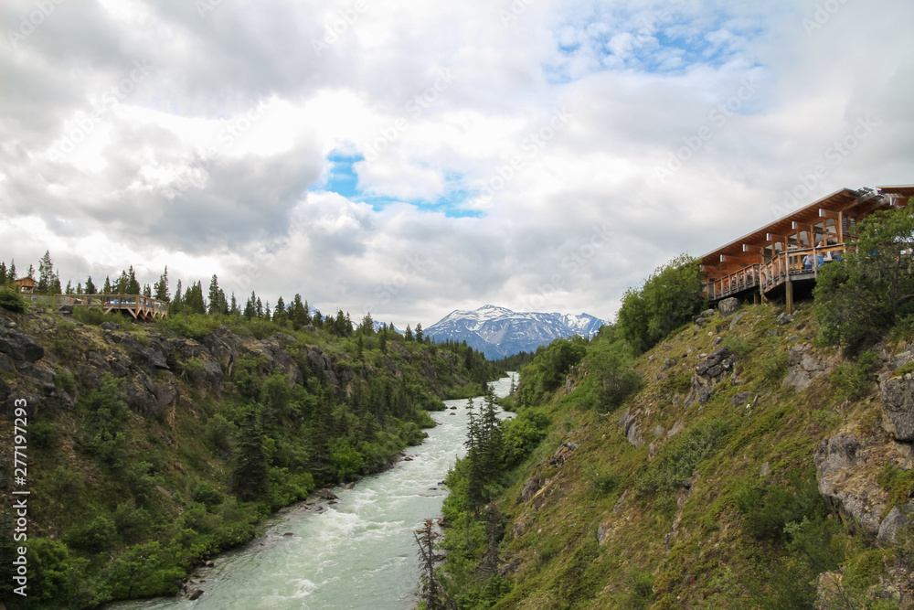 Tutshi River Canyon in Canada with a view of mountains Tutshi River Canyon in Canada with a view of mountains