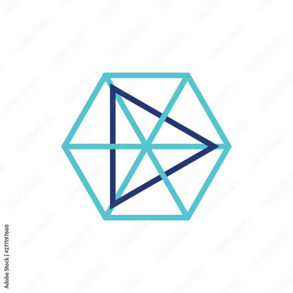 triangle hexagonal linked line logo vector triangle hexagonal linked line logo vector