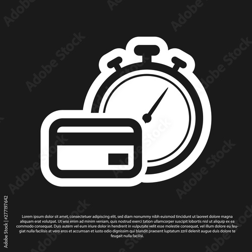Black Fast payments icon isolated on black background. Fast money transfer payment. Financial services, fast loan, time is money, cash back concept. Vector Illustration