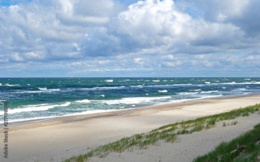 View of the Baltic Sea  during a strong wind in overcast weather