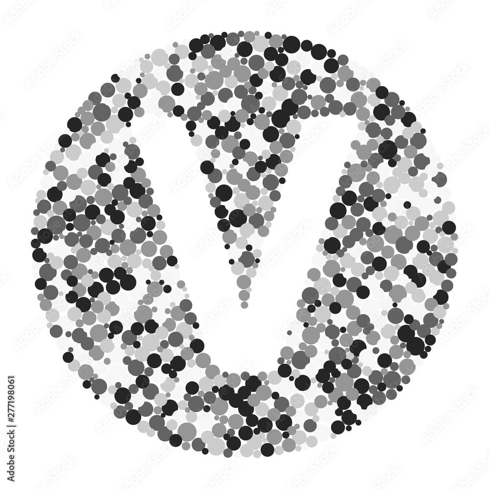 V letter color distributed circles dots illustration V letter color distributed circles dots illustration