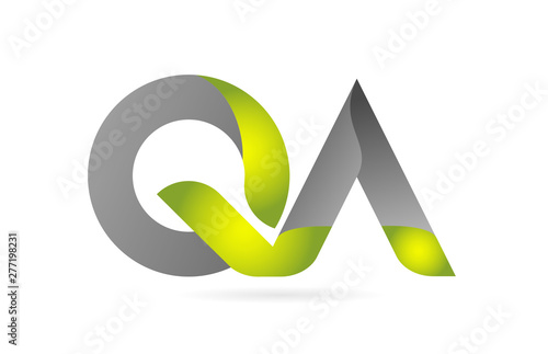 green black alphabet letter QA Q A combination logo icon design