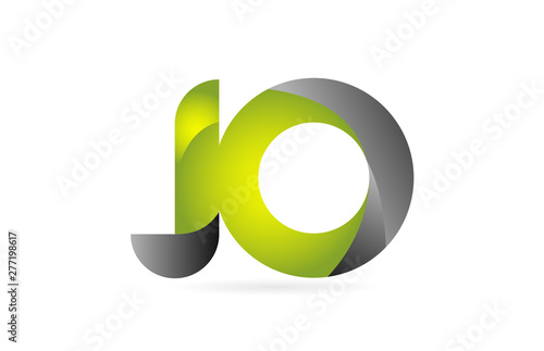 green black alphabet letter JO J O combination logo icon design