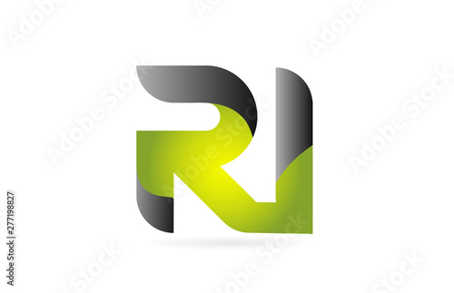 green black alphabet letter RI R I combination logo icon design