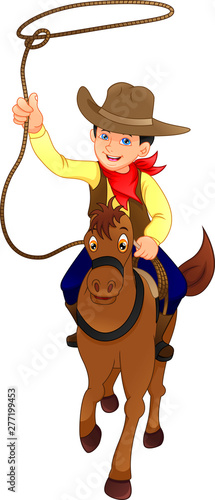 cute cowboy kid with horse