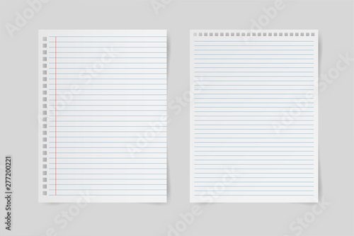 Blank white papers isolated on gray background. Vector illustration