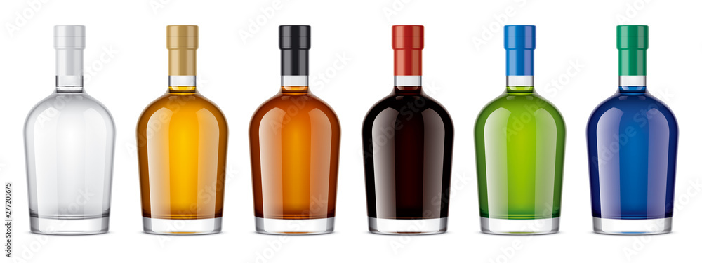 Glass bottles mockup. With foil version Glass bottles mockup. With foil version