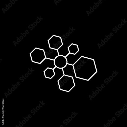 linked hexagonal team work symbol logo vector