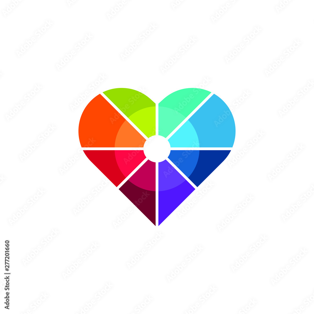 Obraz premium Rainbow Heart Shape Geometric Abstract Isolated Logo