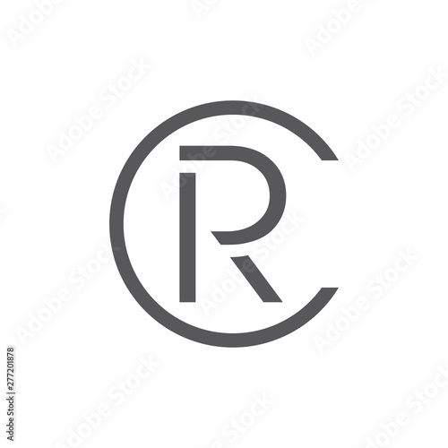 letter cr simple geometric line logo vector
