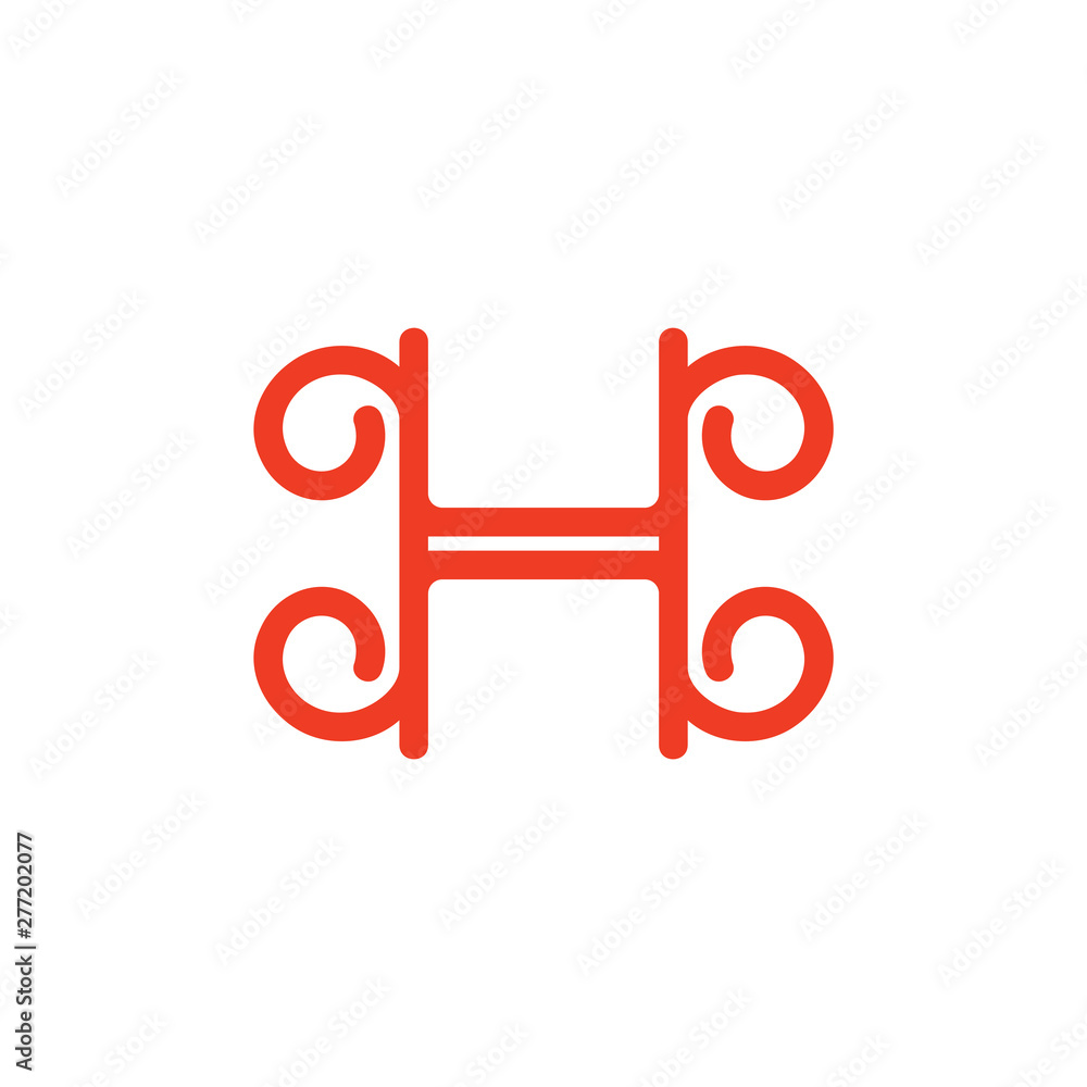 letter h line curl simple logo vector letter h line curl simple logo vector