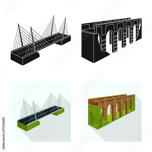 Vector illustration of connection and design sign. Set of connection and side vector icon for stock.