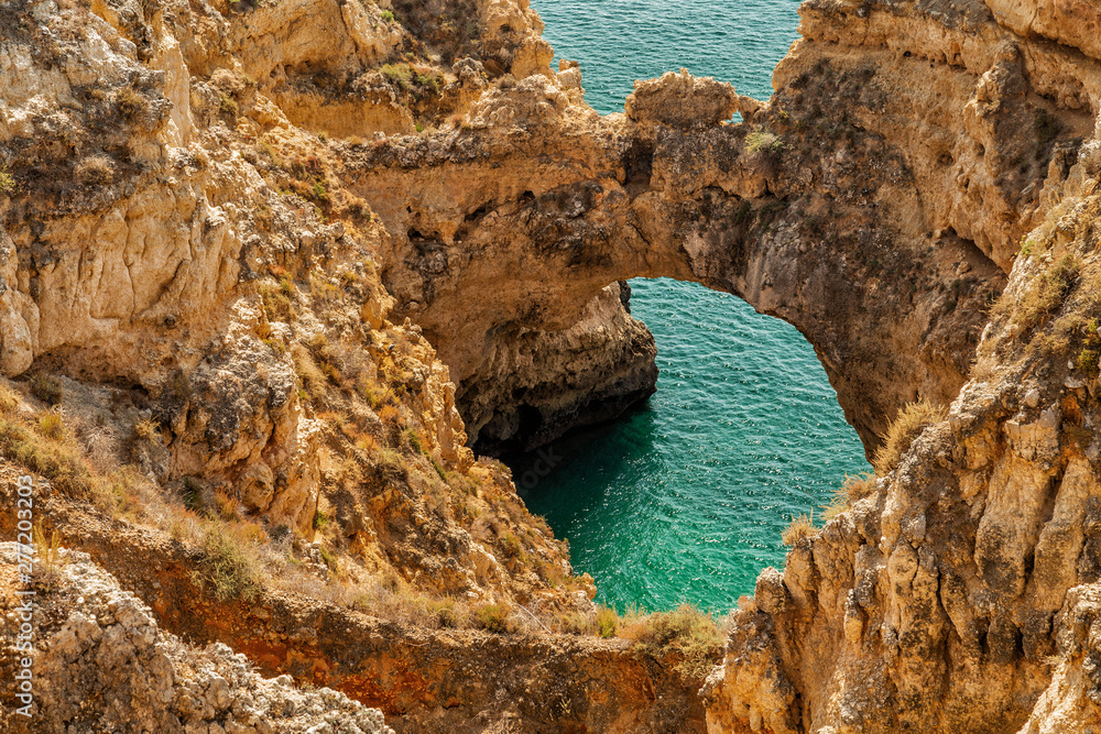 Ponta da Piedade, a group of rock formations along the coastline of the town of Lagos, in the Portuguese region of the Algarve.