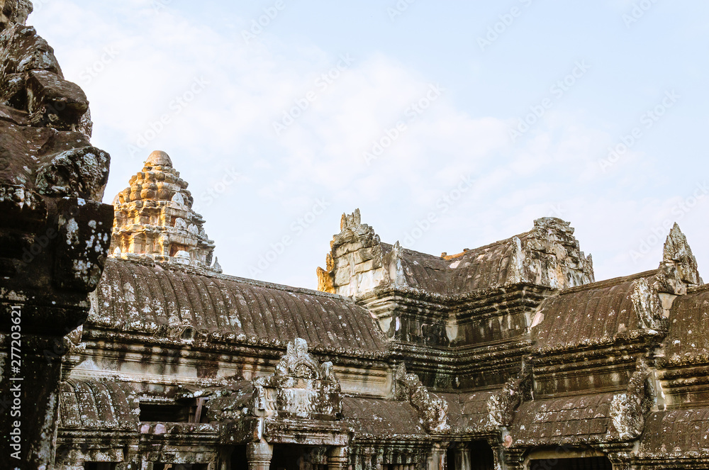 Fototapeta premium Inside Area of Angkor Wat is The One of World's Heritage at Siem Reap Province, Cambodia.