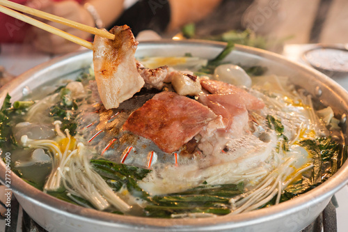 Korean Barbecue in Thai style, selective focus (detailed close-up shot)