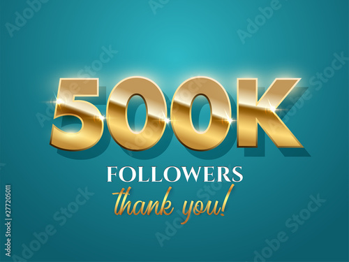 500000 followers celebration vector banner with text on azure background