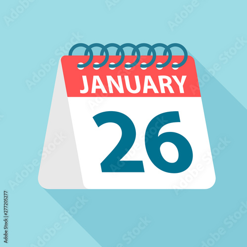 January 26 - Calendar Icon. Vector illustration of one day of month. Calendar Template