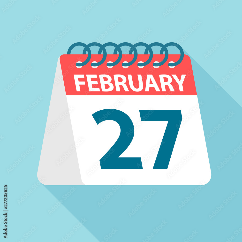 February 27 - Calendar Icon. Vector illustration of one day of month. Calendar Template February 27 - Calendar Icon. Vector illustration of one day of month. Calendar Template