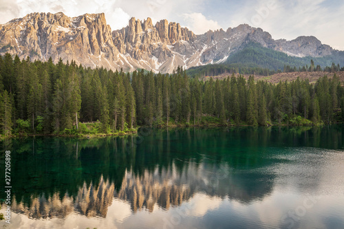 Fototapeta Naklejka Na Ścianę i Meble -  Lago di Carezza, beautiful lake in the Dolomites.