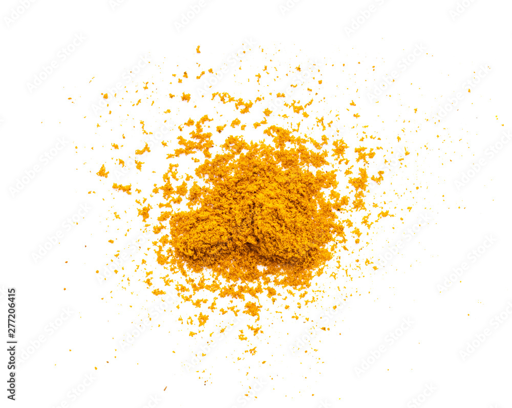 Dry turmeric powder(curcuma longa linn) isolated on white background. Top view Dry turmeric powder(curcuma longa linn) isolated on white background. Top view