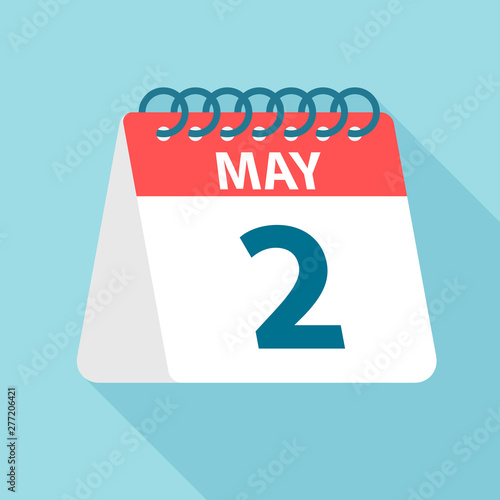 May 2 - Calendar Icon. Vector illustration of one day of month. Calendar Template