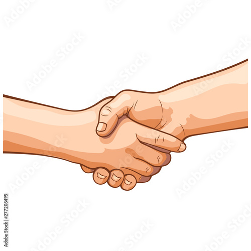 Handshake. Vector image in a realistic style. Comics style Graffiti. Image isolated on white background.