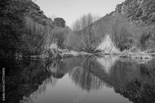 Río natural en el bosque naturaleza maravillosa, baños de popea Córdoba España