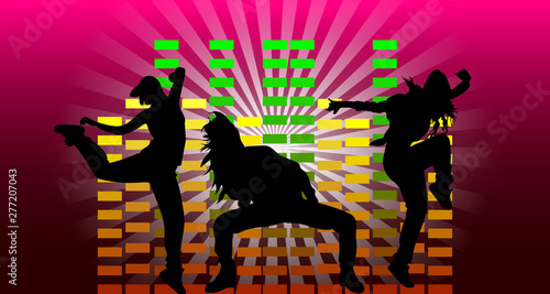 Girls dancing hip hop on the background of the equalizer