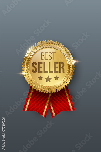 Award medal 3d realistic vector color illustration