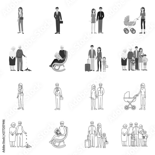 Vector illustration of character and avatar logo. Collection of character and portrait stock symbol for web.