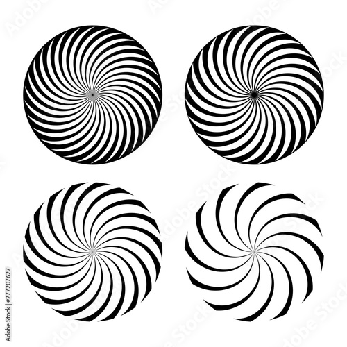 Hypnotic spiral vortex vector illustrations set