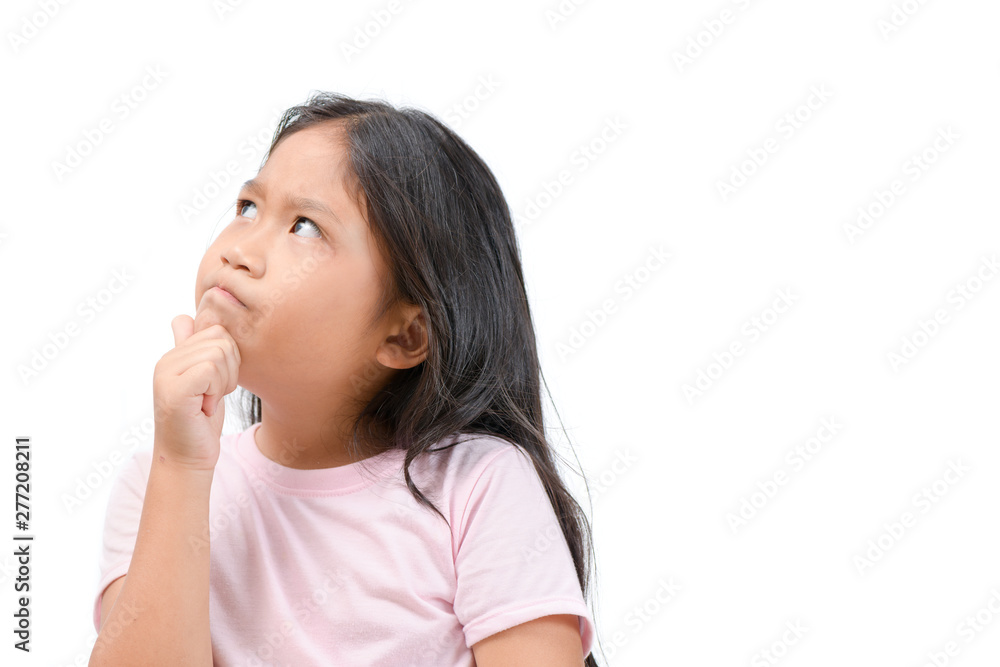 Cute asian student thinking isolated Cute asian student thinking isolated