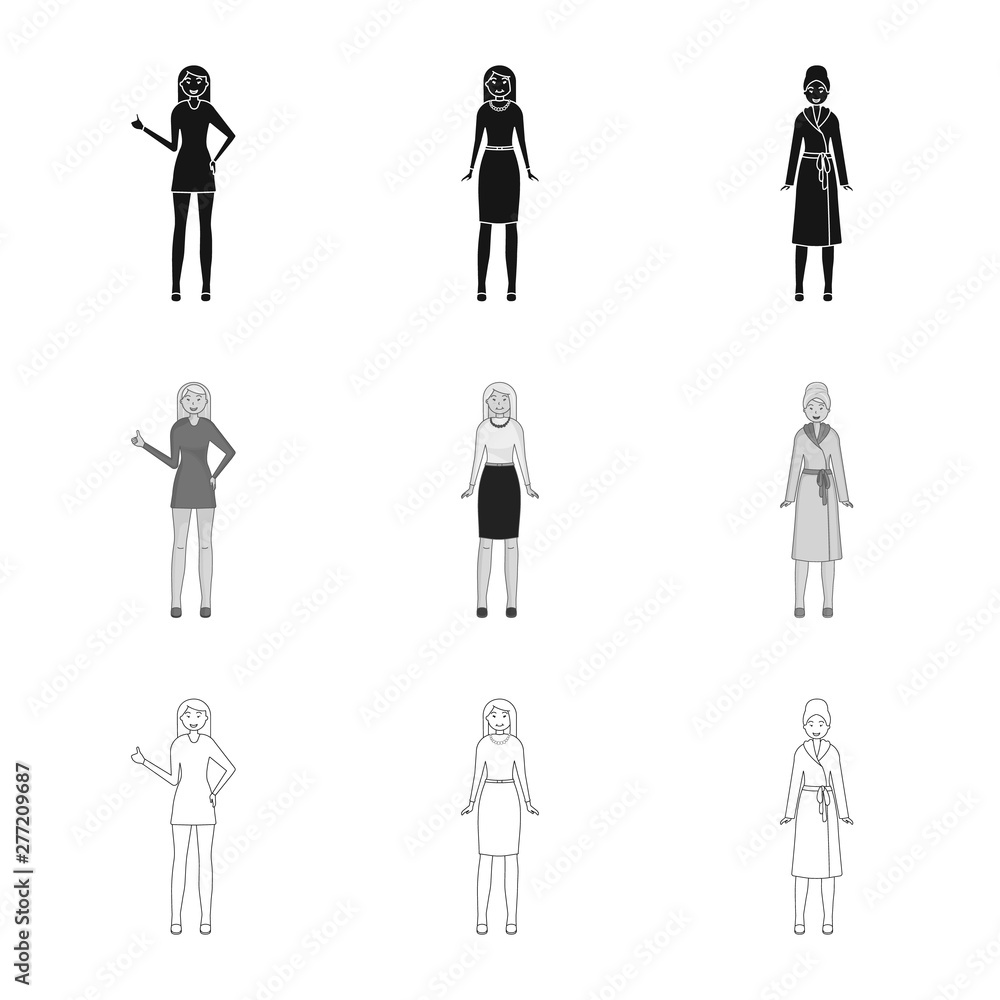 Vector design of posture and mood icon. Set of posture and female stock vector illustration. Vector design of posture and mood icon. Set of posture and female stock vector illustration.
