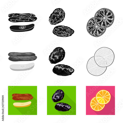 Vector illustration of food and raw logo. Collection of food and nature stock symbol for web.