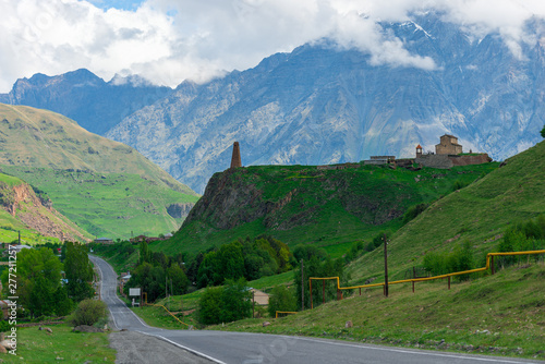 Road and mountains, views of Georgia and the Caucasus