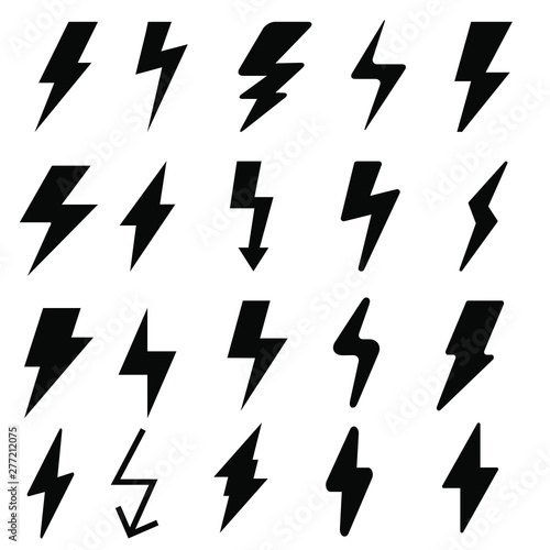 Lightning bolt vector icon set. lightning strike illustration icons. 