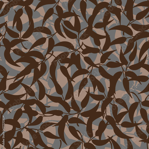 A seamless vector pattern with brown leaves. Surface print design.