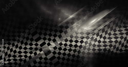 Interesting geometric background with elements of checkered flag. shiny rally texture  photo